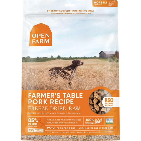 Open Farm Freeze Dried Raw Farmer's Table Pork Dog Food 22oz - Poudre Pet and Feed Supply
