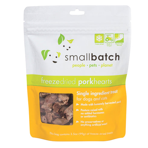 Smallbatch Freeze Dried Pork Hearts Dog Treats 3.5oz - Poudre Pet and Feed Supply