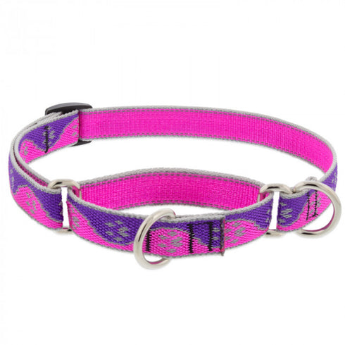 Lupine Dog Collar Martingale 3/4" Wide X 14"-20" Neck Size Pink Paws - Poudre Pet and Feed Supply