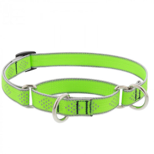 Lupine Dog Collar Martingale 3/4" Wide X 10"-14" Neck Size Green Diamond - Poudre Pet and Feed Supply