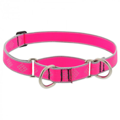 Lupine Dog Collar Martingale 1" Wide X 19"-27" Neck Size Pink Diamond - Poudre Pet and Feed Supply