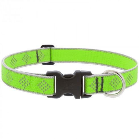 Lupine Adjustable Dog Collar 1" Wide X 16"-28" Neck Size High Lights Green Diamond - Poudre Pet and Feed Supply