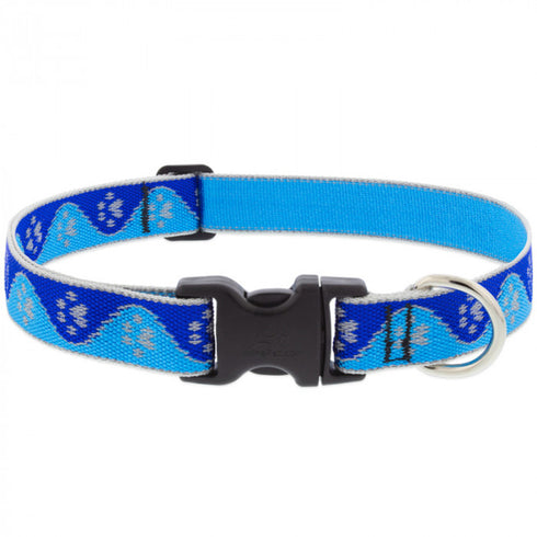 Lupine Adjustable Dog Collar 1" Wide X 16"-28" Neck Size High Lights Blue Paws - Poudre Pet and Feed Supply
