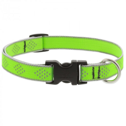 Lupine Adjustable Dog Collar 3/4" Wide X 15"-25" Neck Size High Lights Green Diamond - Poudre Pet and Feed Supply