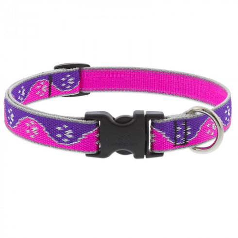 Lupine Adjustable Dog Collar 3/4" Wide X 15"-25" Neck Size High Lights Pink Paws - Poudre Pet and Feed Supply