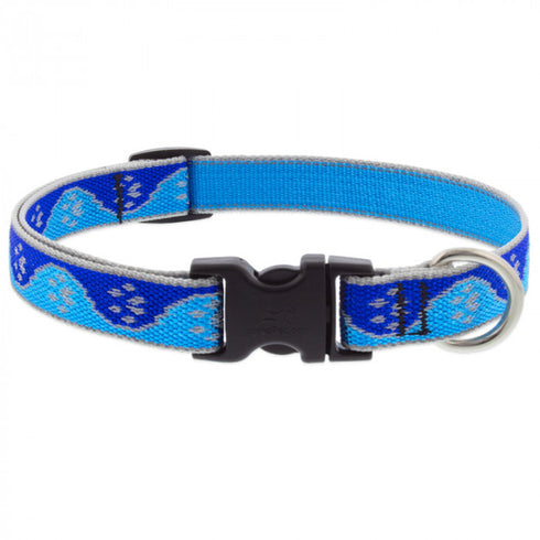Lupine Adjustable Dog Collar 3/4" Wide X 15"-25" Neck Size High Lights Blue Paws - Poudre Pet and Feed Supply