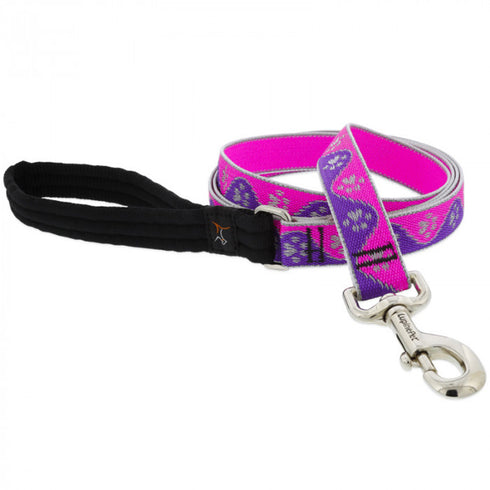 Lupine Dog Leash 1" Width X 4' Length High Lights Pink Paws - Poudre Pet and Feed Supply