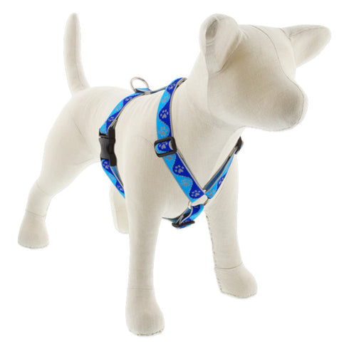 Lupine Reflective Roman Dog Harness 1" Wide 24"-38" Girth Blue Paws - Poudre Pet and Feed Supply