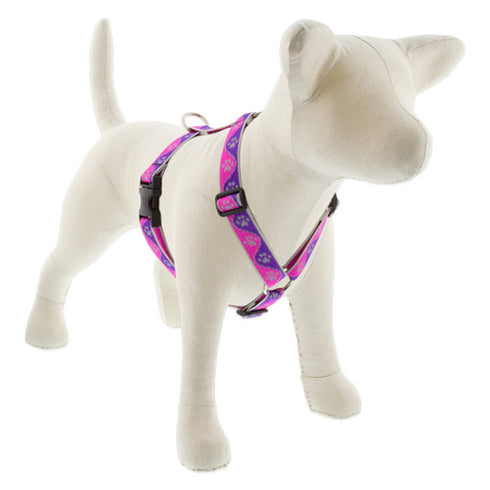 Lupine Reflective Roman Dog Harness 1" Wide 20"-32" Girth Pink Paws - Poudre Pet and Feed Supply