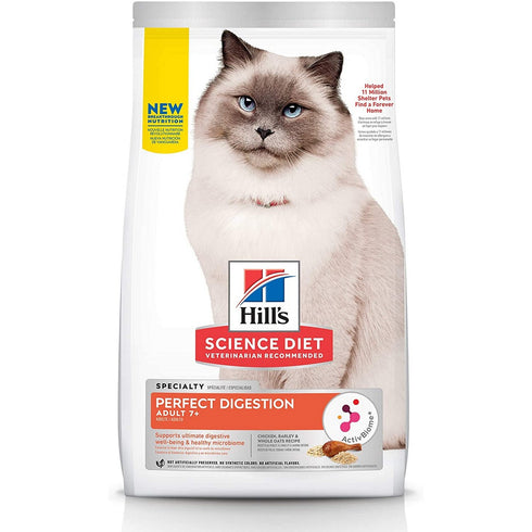 Hill's Science Diet Adult 7+ Perfect Digestion Chicken Barley & Whole Oats Cat Food 3.5lb - Poudre Pet and Feed Supply
