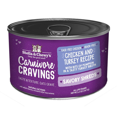 Stella & Chewys Carnivore Cravings Savory Shreds Chicken Turkey Cat Food 5.2oz - Poudre Pet and Feed Supply