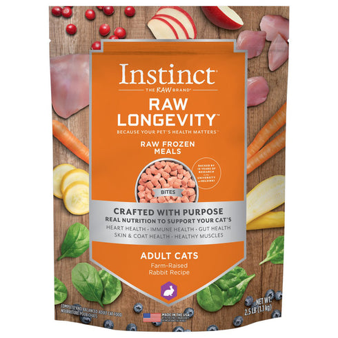 Instinct Raw Longevity Frozen Bites Farm-Raised Rabbit Cat Food 2.5lb - Poudre Pet and Feed Supply