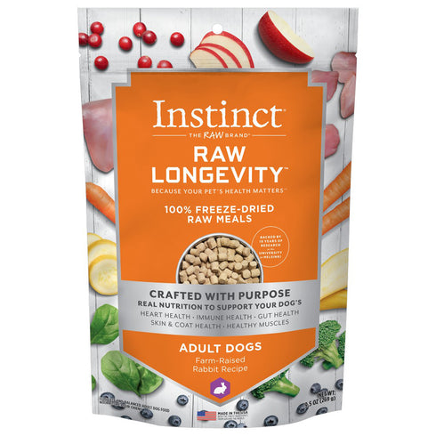 Instinct Raw Longevity 100% Freeze-Dried Raw Meals Farm-Raised Rabbit Dog Food 9.5oz - Poudre Pet and Feed Supply