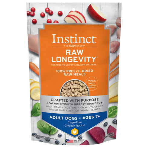 Instinct Raw Longevity 100% Freeze-Dried Raw Meals Cage-Free Chicken for Adults Ages 7+ Dog Food 9.5oz - Poudre Pet and Feed Supply