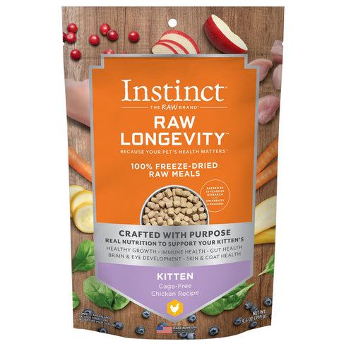 Instinct Raw Longevity 100% Freeze-Dried Raw Meals Cage-Free Chicken Recipe for Kittens 9.5oz - Poudre Pet and Feed Supply