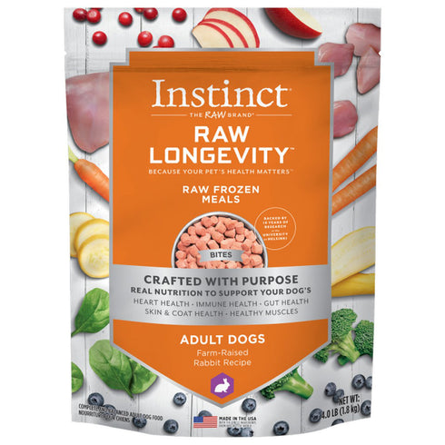 Instinct Nature's Variety Longevity Frozen Bites Rabbit Dog Food 4lb - Poudre Pet and Feed Supply