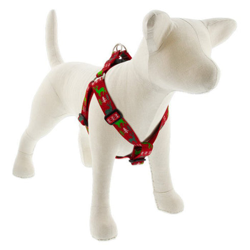 Lupine Step In Dog Harness 1" Wide 24"-38" Girth Happy Holidays Red - Poudre Pet and Feed Supply