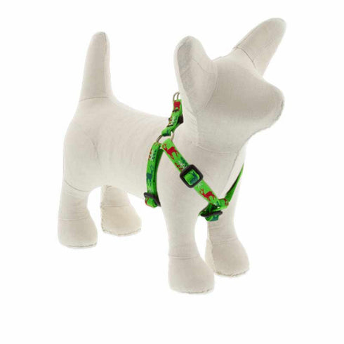 Lupine MicroBatch Step In Dog Harness 1/2" Wide 12-18" Girth Size Happy Holidays Green - Poudre Pet and Feed Supply