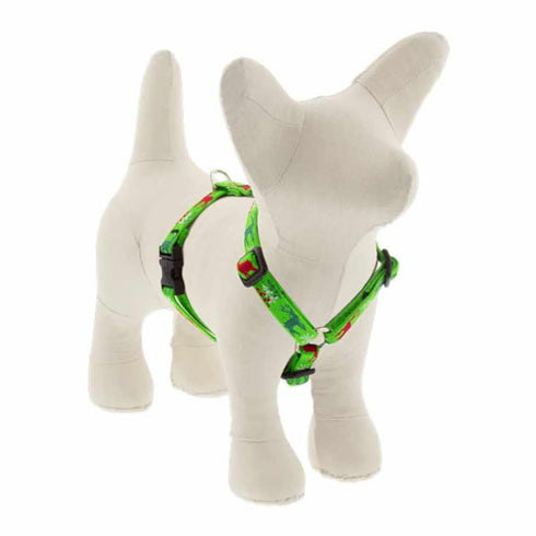 Lupine Holiday Designs Roman 1/2" Wide 9"-14" Girth Size Happy Holidays Green Dog Harness - Poudre Pet and Feed Supply
