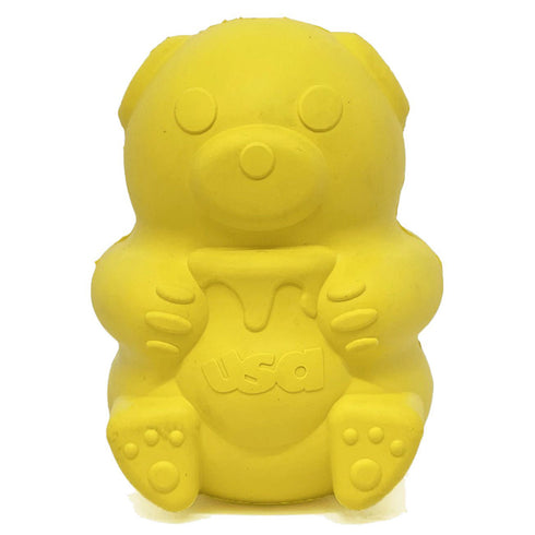 Soda Pup Honey Bear Rubber Treat Dispenser Dog Toy Large Yellow - Poudre Pet and Feed Supply