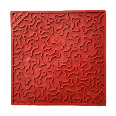 SodaPup Bones Design Emat Enrichment Red Lick Mat Dog Toy Large - Poudre Pet and Feed Supply