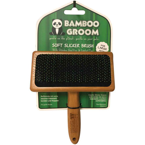 Bamboo Groom Soft Slicker Pets Brush Large - Poudre Pet and Feed Supply