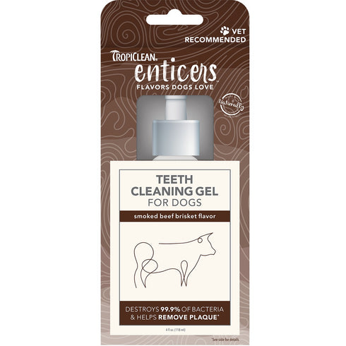 Tropiclean Enticers Teeth Cleaning Gel for Dogs Smoked Beef Brisket Flavor 4oz - Poudre Pet and Feed Supply