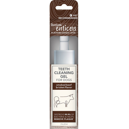 Tropiclean Enticers Teeth Cleaning Gel for Dogs Smoked Beef Brisket Flavor 2oz - Poudre Pet and Feed Supply