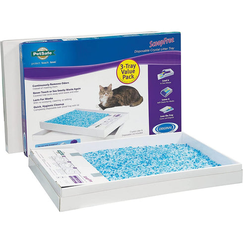 PetSfae ScoopFree Disposable Crystal Litter Tray 3-Pack Blue - Poudre Pet and Feed Supply