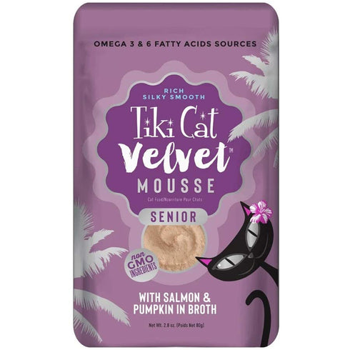 Tiki Cat Senior Velvet Mousse with Salmon & Pumpkin in Broth Cat Food 2.8oz - Poudre Pet and Feed Supply