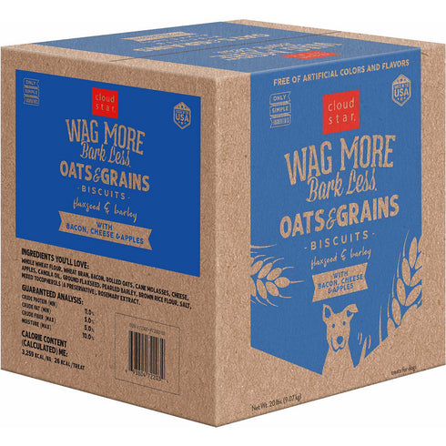 Cloud Star Wag More Bark Less Oats & Grains Biscuits with Bacon, Cheese & Apples Dog Treats 20lb - Poudre Pet and Feed Supply