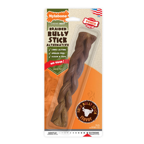 Nylabone 8" Power Chew Braided Bully Stick Alternative Chew Toy - Poudre Pet and Feed Supply