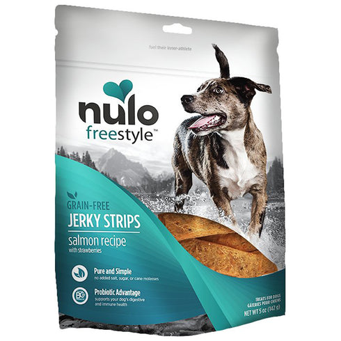 Nulo Freestyle Grain-Free Salmon Recipe With Strawberries Jerky Dog Treats 5oz - Poudre Pet and Feed Supply