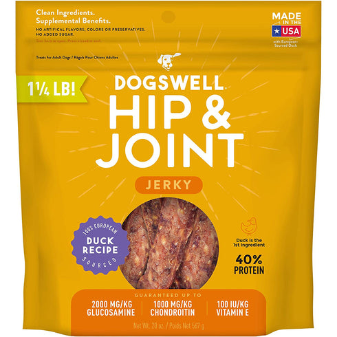 Dogswell Jerky Hip & Joint Duck Recipe Grain-Free Dog Treats 20oz - Poudre Pet and Feed Supply