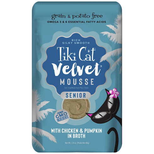 Tiki Cat Velvet Mousse Senior Chicken & Pumpkin Wet Cat Food 2.8oz - Poudre Pet and Feed Supply