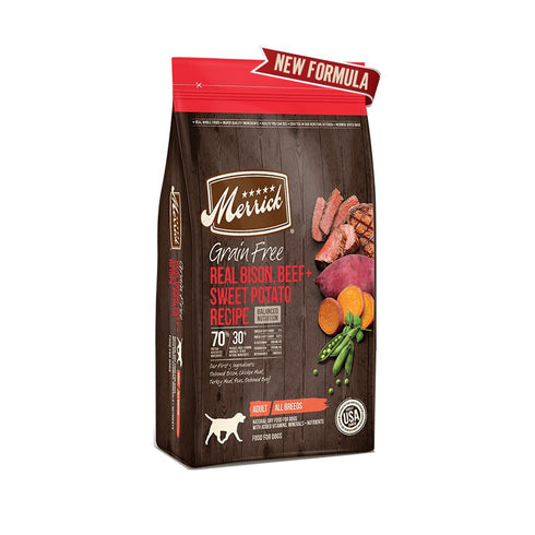 Merrick Grain Free Bison Beef Sweet Potato Dry Dog Food 22lb - Poudre Pet and Feed Supply