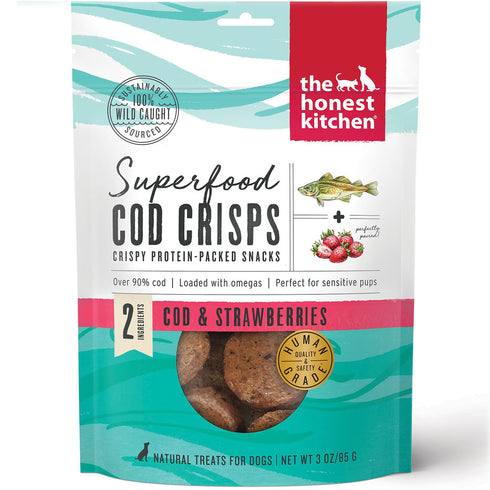 Honest Kitchen Superfood Cod Crisps Strawberry Dog Treats 3oz - Poudre Pet and Feed Supply
