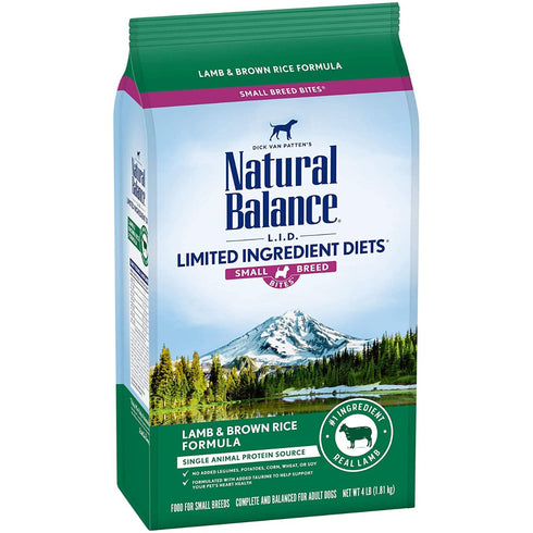 Natural Balance L.I.D. Lamb & Brown Rice Small Breed Bites Dry Dog Food 4lb - Poudre Pet and Feed Supply