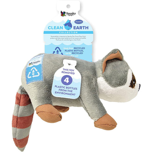 Spunky Pup Clean Earth Plush Raccoon Dog Toy Small - Poudre Pet and Feed Supply
