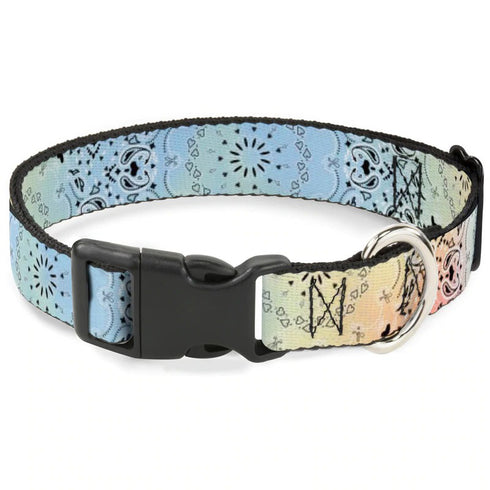Buckle-Down Bandana Paisley Ombre Pastel Black Dog Collar Medium 11"-17" Neck Size - Poudre Pet and Feed Supply
