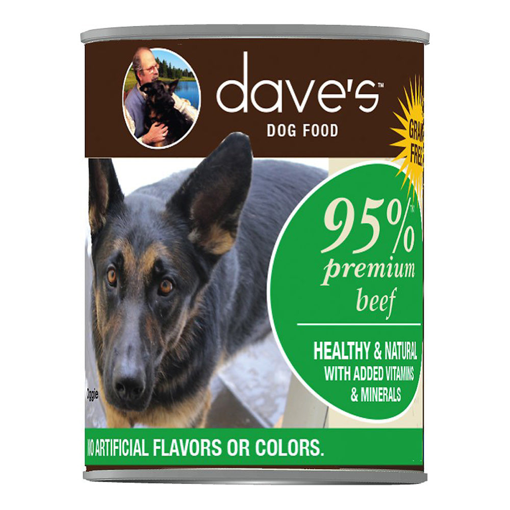 Dave s Pet Food 95 Premium Beef Canned Dog Food 13oz Poudre Pet and Feed Supply