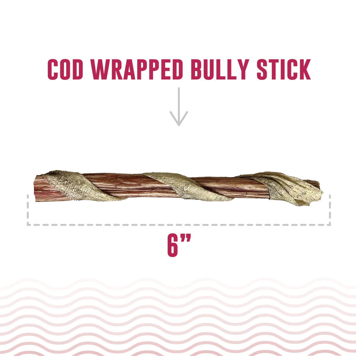 Icelandic Fish Sticks Cod Wrapped Bully Stick Dog Chew Treats - 6