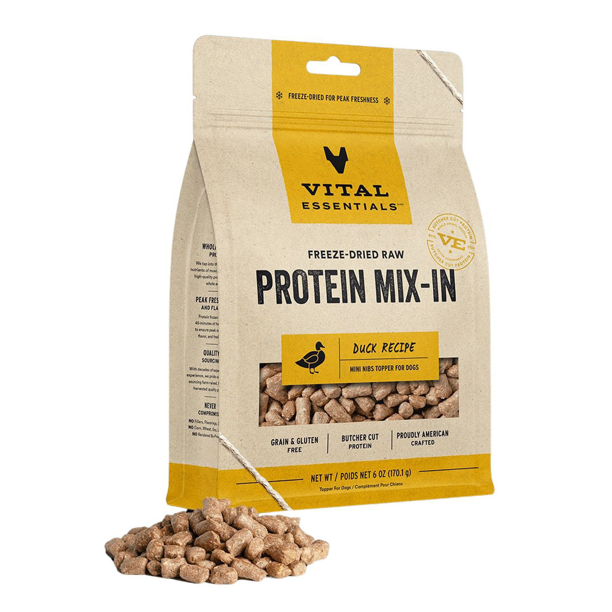 Vital Essentials FreezeDried Raw Protein MixIn Duck Mini Nibs Dog Fo