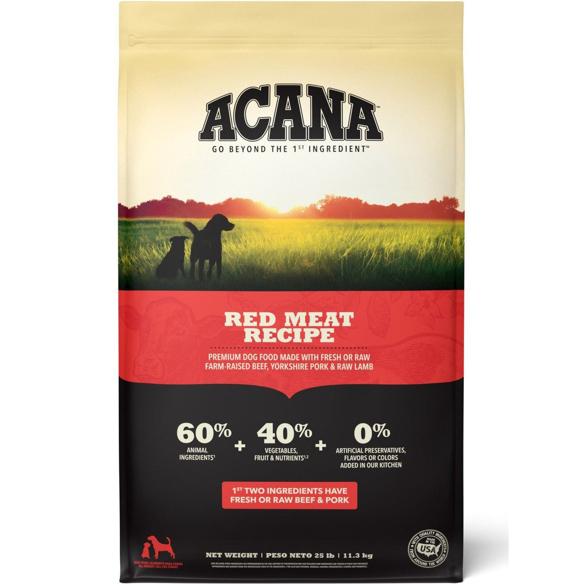 Acana Red Meat Recipe Grain Free Dry Dog Food 25lb Poudre Pet