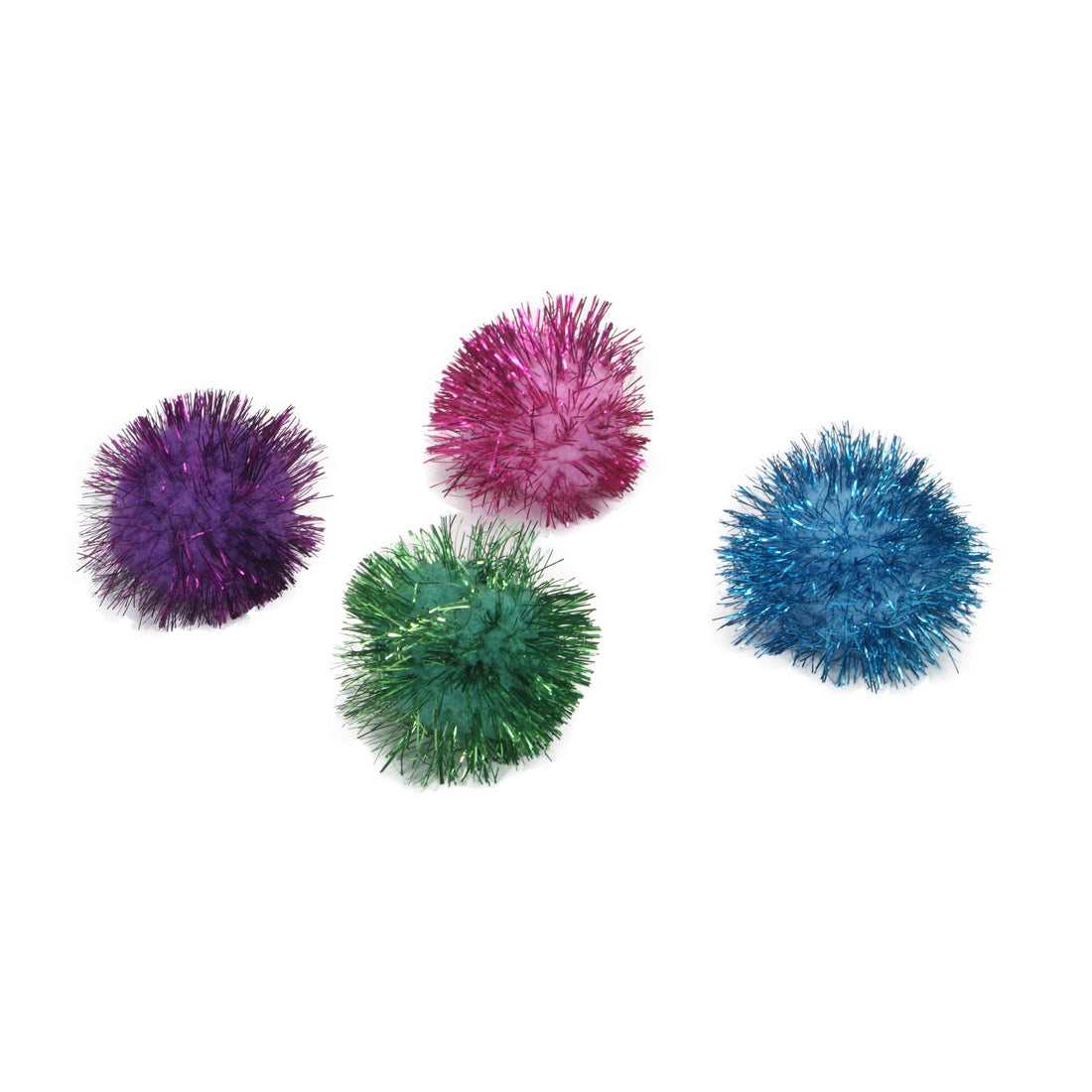Rascals 1.25 Assorted Glitter Pom Poms Cat Toys 4/Pkg