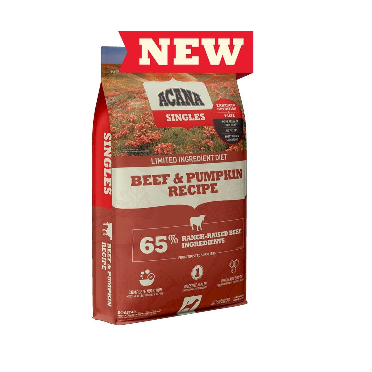 Acana Grain Free Beef Pumpkin Singles Dry Dog Food 25lb Poudre